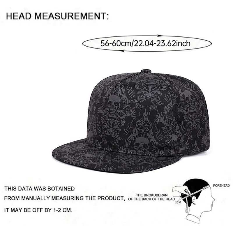 2025 New Fashion Baseball Hat Full Skull Print Street Hip Hop Hat Outdoor Daily Decoration Hat Sunshade Hat Unisex Flat Edge Hat S260306