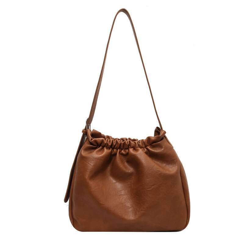 Korean Version Of The Simple Commuter Large Capacity Female New Retro Texture Shoulder Versatile Bucket Tote Bag XIU LAI SI