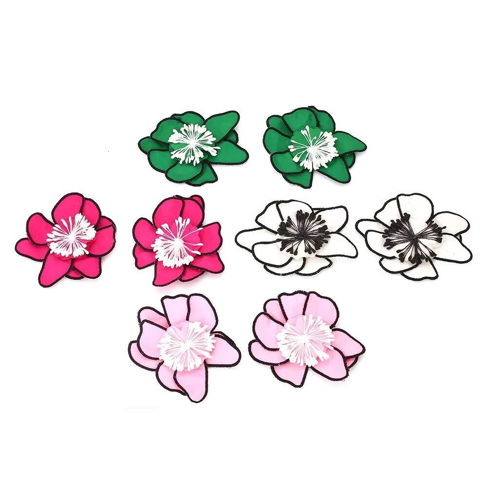 Vedawas Bohemia Maxi Fabric 3D Flower Earrings for Women Charm Layer Big Handmade Cloth Floral Stud Earring Wedding Jewelry ddmynov