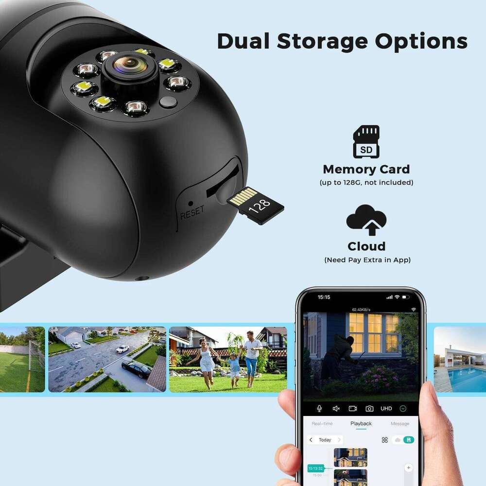 2pcs-Pack iCSee 5MP Mini PTZ WiFi IP Camera with AI Human Detection Color Night Vision for Outdoor Video Surveillance 4MP 2MP 26W0306