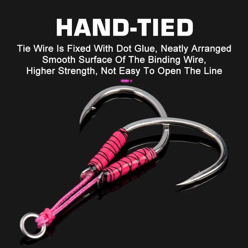 TEASER 2PC/BAG HK040 High Carbon Metal Jigging Assist UV Luminous PE Line Pike Jig Lure Saltwater Fishing Hook Pesca S260305