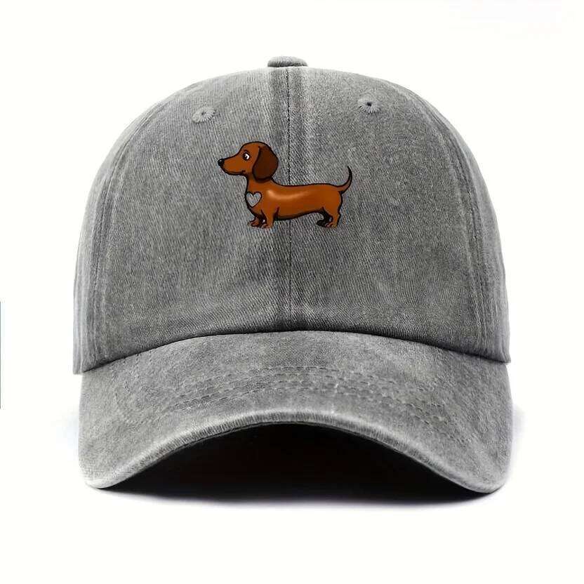 Cute Sausage Dog Pattern Printed Baseball Hat with Adjustable Snap Button Lightweight Valentine's Day Gift Y260304