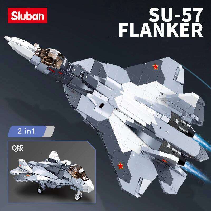Sluban Military Air Force Weapon Sukhoi Su-27 Su-57 Flanker Fighter Building Blocks Kit Bricks WW2 Classic Model Toys Boys Gift Z260306