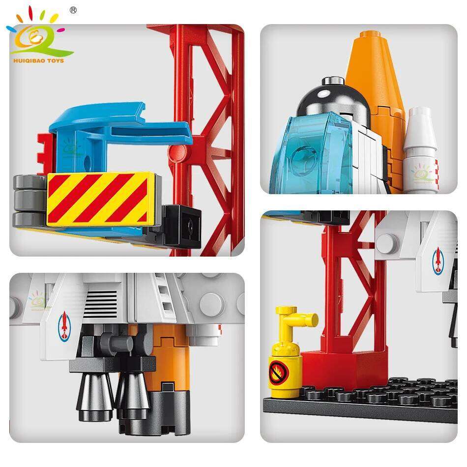 HUIQIBAO Mini Space Aviation Manned Rocket Model Building Blocks City Aerospace Bricks Children Construction Toys for Kids Z260306