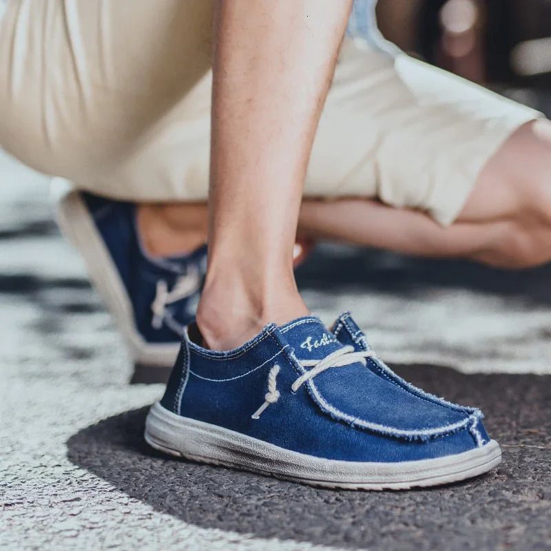 Summer Mens Canvas Shoes Denim Sneakers Mens Canvas Shoes Breathable Moccasins Vulcanized Shoes Mens Sneakers Shoes Plus Size 260305