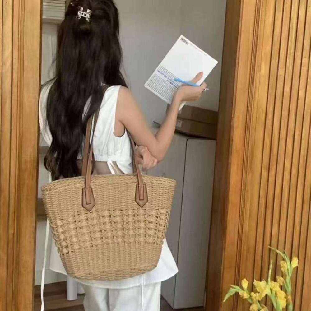 Hollow Out Bag Women, Capacity Versatile Woven Shoulder Commuting Straw Bag, Large Tote For Beach