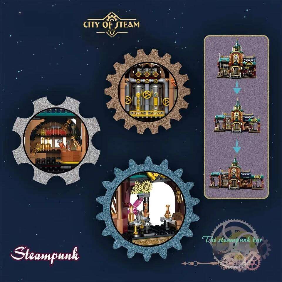 1557pcs Creative Street View Steam Punk Architectures Building Bricks Steampunk Bar Mini Block Model Toys Collection For Gifts Z260305