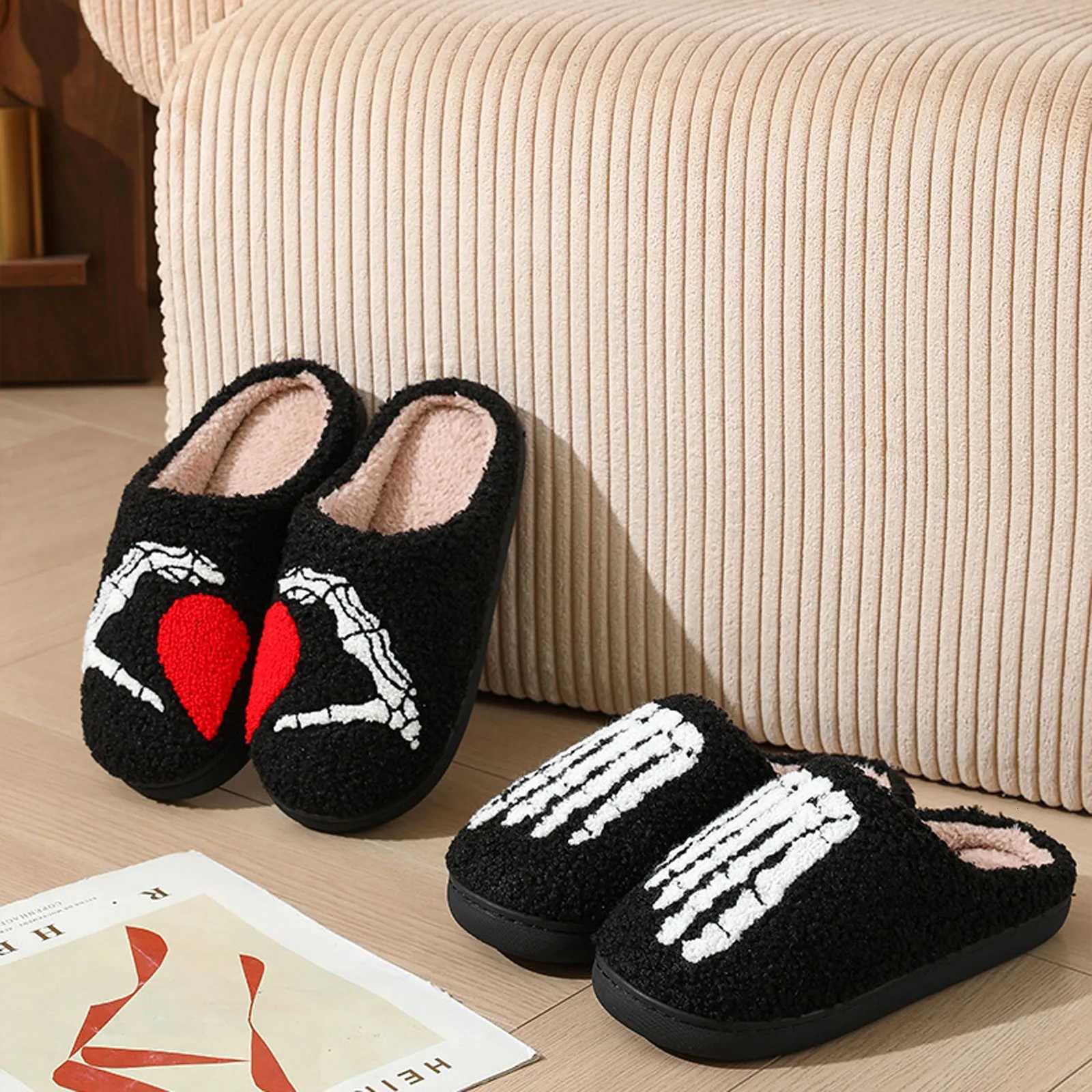 Ghostface Home Cotten Slippers WomenS Winter Halloween Black Warm Plush Slippers Men Flip Flops Indoor Floor Slippers Gift S260305