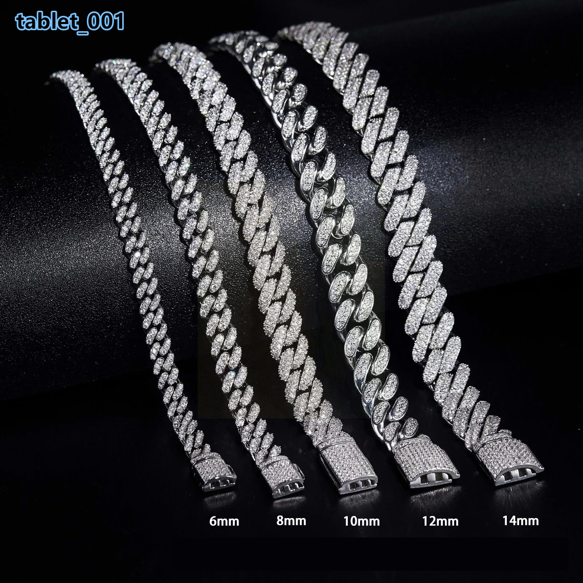 Charm Jewelry Punk Hip Hop 925 Silver Chain VVS Moissanite Cuban Link Men Bracelet