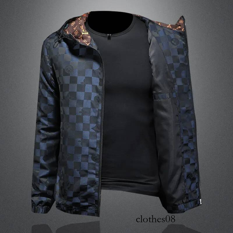 Trendy Plaid Hooded Jaet Men's 2026 New Spring Autumn Casual Haome High-End Feel Outerwear Polyester Long Sve Zipper
