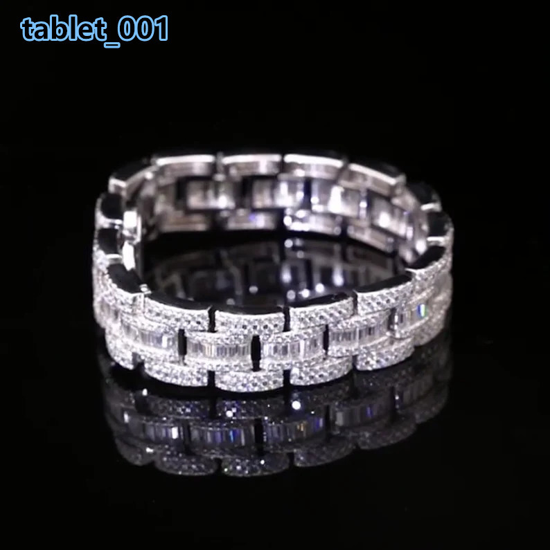 Mens Fashion Stainless Steel Hip Hop Style Charm Bracelet Custom Jewelry Diamond Moissanite Iced Cuban Bracelet Sterling Silver