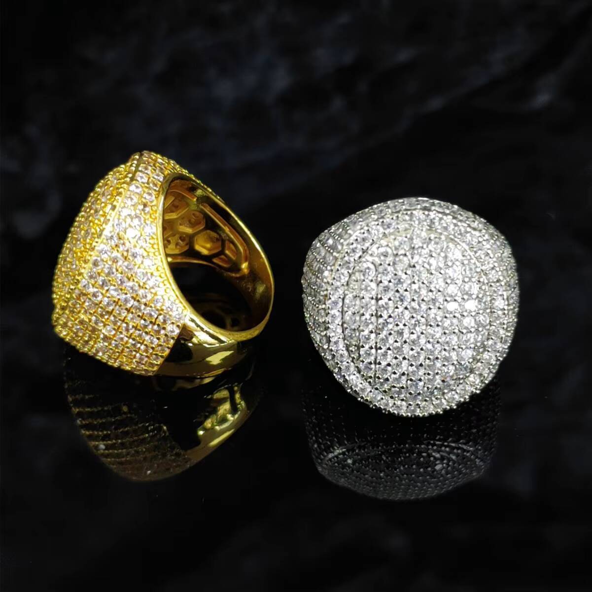 2026 18K Gold Plated Icy Oval Shape Moissanite Diamond Mens Hip Hop Ring Cheap Price Wedding Party Gift Jewelry Main Material Brass