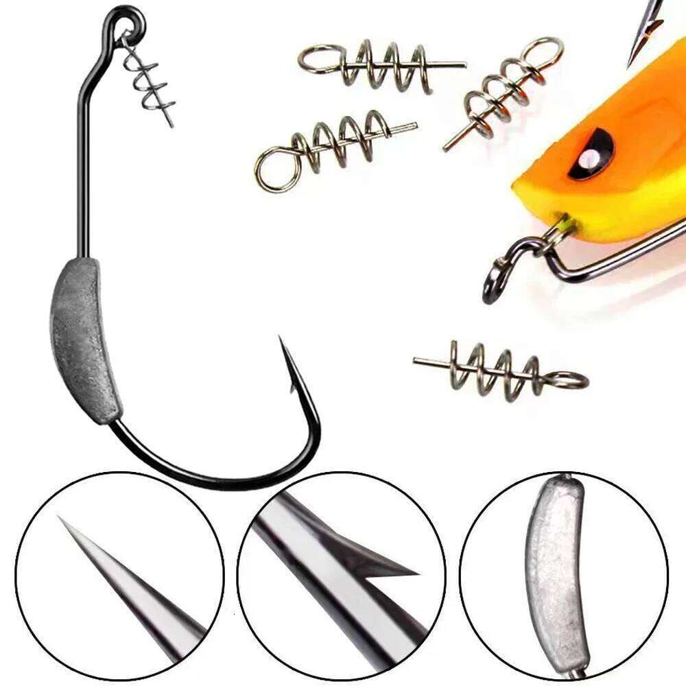 10Pcs Sharp Barbed Crank Hook Metal Jig Head Sea Fishing Hooks for Lure Soft Worm Bait Jighead Heads Fishhooks Set Accessories S260305