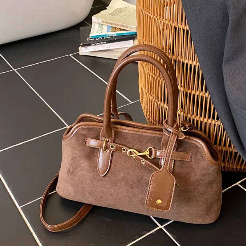 Fashion Handbag European And American Light Luxury Highend Simple Shoulder Brand Casual Commuter Frosted Suede Messenger Bag TIANOUDAISHU