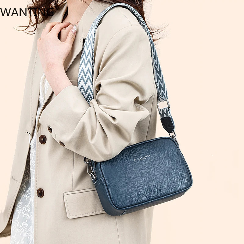 Cowhide Womens Bags 2025 Genuine Leather Women Crossbody Shoulder Female Messenger Handbag 260227