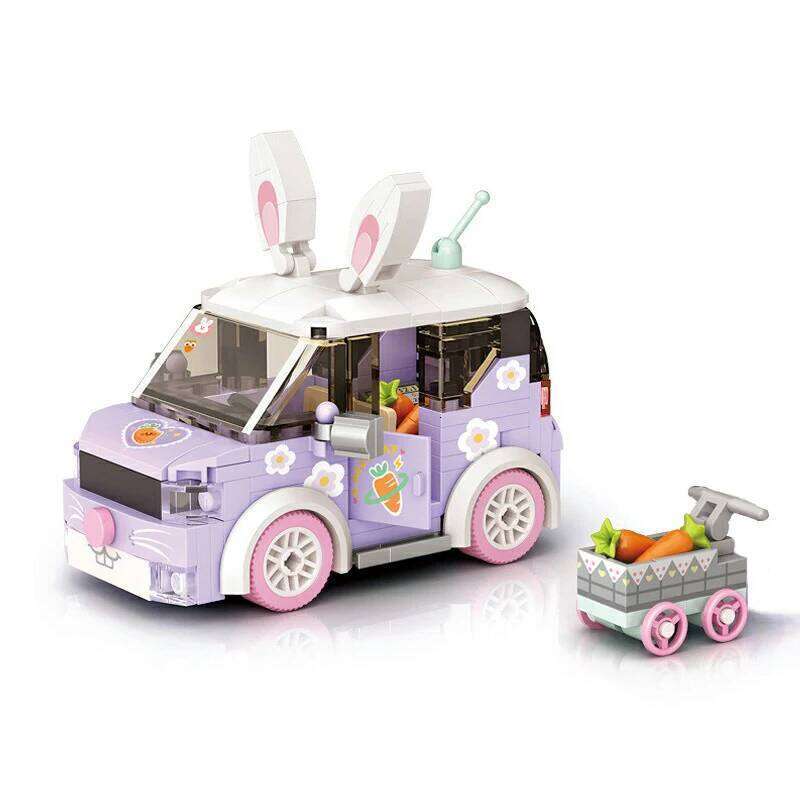 Rabbit Building Block Set DIY Cartoon Car Model Assembly Bricks Children's Toy Gift Suitable for Home Decoration Ornaments Z260306