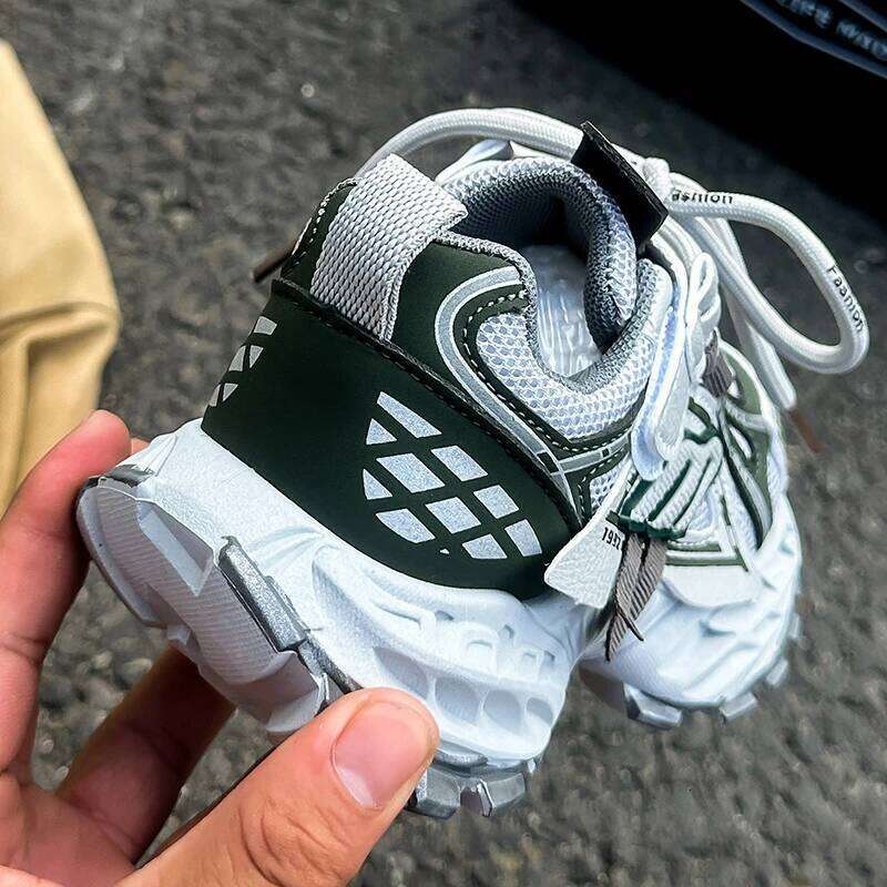 Trend Fashion Sport For Children PU Leather Teenager Kid's Sneakers Outdoor Hiking Boy's Girl's Running Shoes Casual Shoe 26Y0304