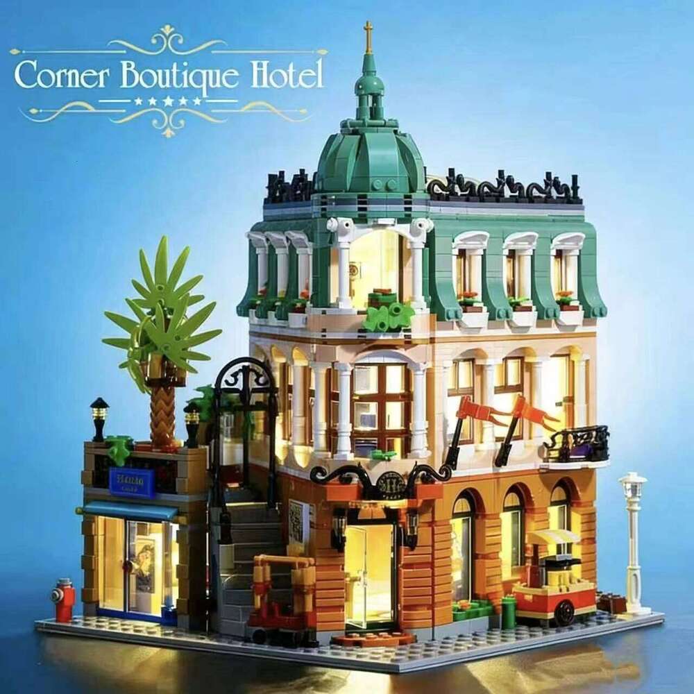 1362-Piece Corner Boutique Hotel Set, a Perfect Gift for Home Decoration and Building Block Enthusiasts Z260305