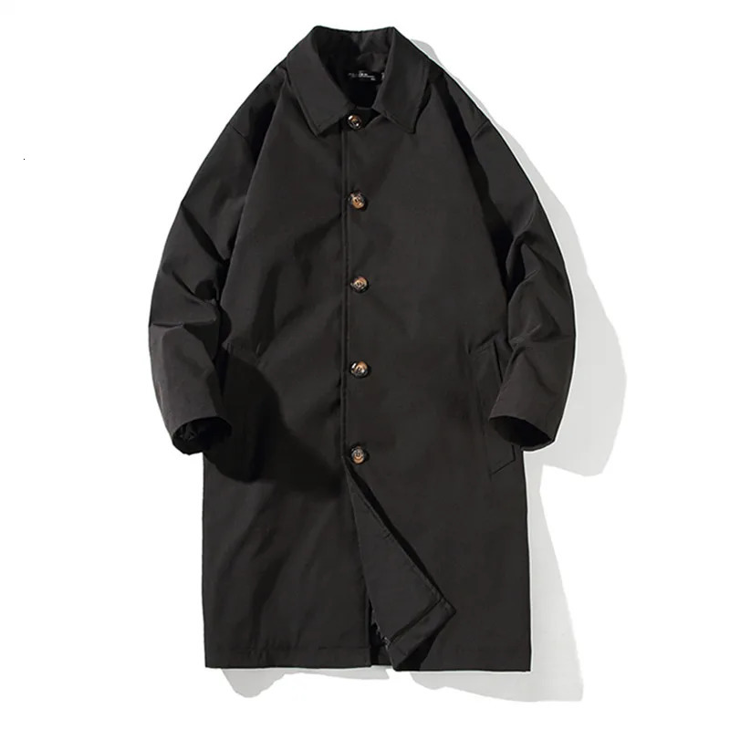Spring Autumn Trench Men Fashion Oversized Jakcet Casual Windbreaker Mens Medium Length Turn Down Collar 260302