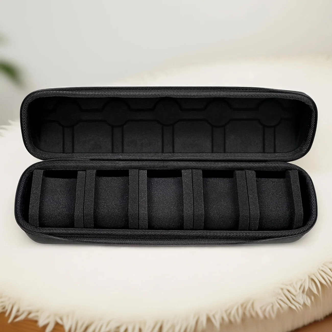 1pc 5-Slot Watch Case Hard Shell Travel Organizer with Pillow Insert - Gift Ready Blacksuitable for smart watch storage 260304