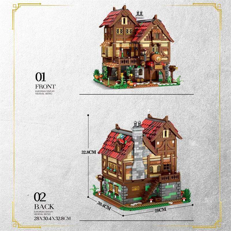 2868PCS Medieval Tavern Building Blocks European Street View Architecture MOC Model Brick Desktop Display Ornaments Toy For Kids Z260305