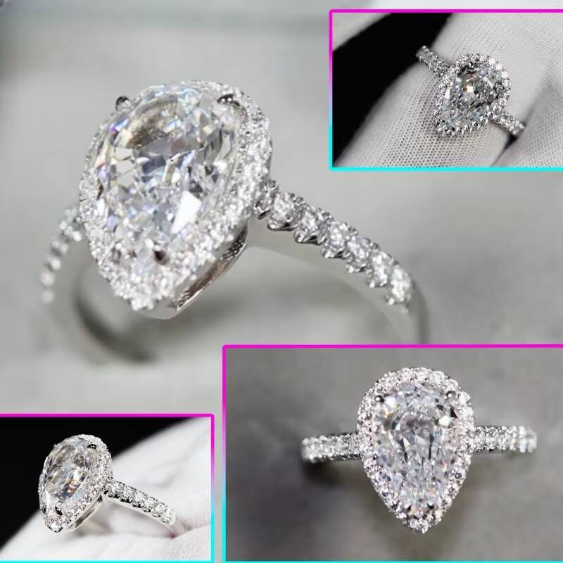 GRA Vvs Moissanite 10K 14K 18K Solid Gold Emerald Radiant Oval Pear Cut Shape Engagement 925 Silver Diamond Ring Women Men
