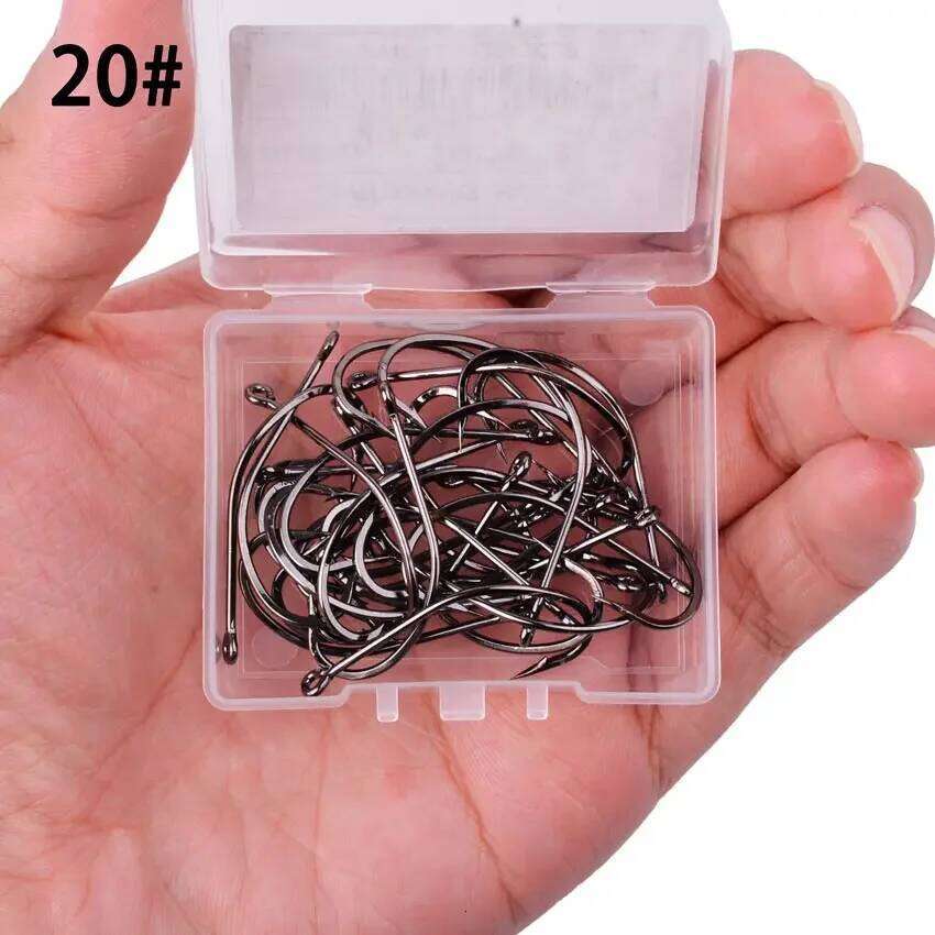 50pcs/10pcs Maruseigo Hooks Carp Fishing Hook Set High Carbon Steel Sharp Barbed Offset Fishhook Box S260305