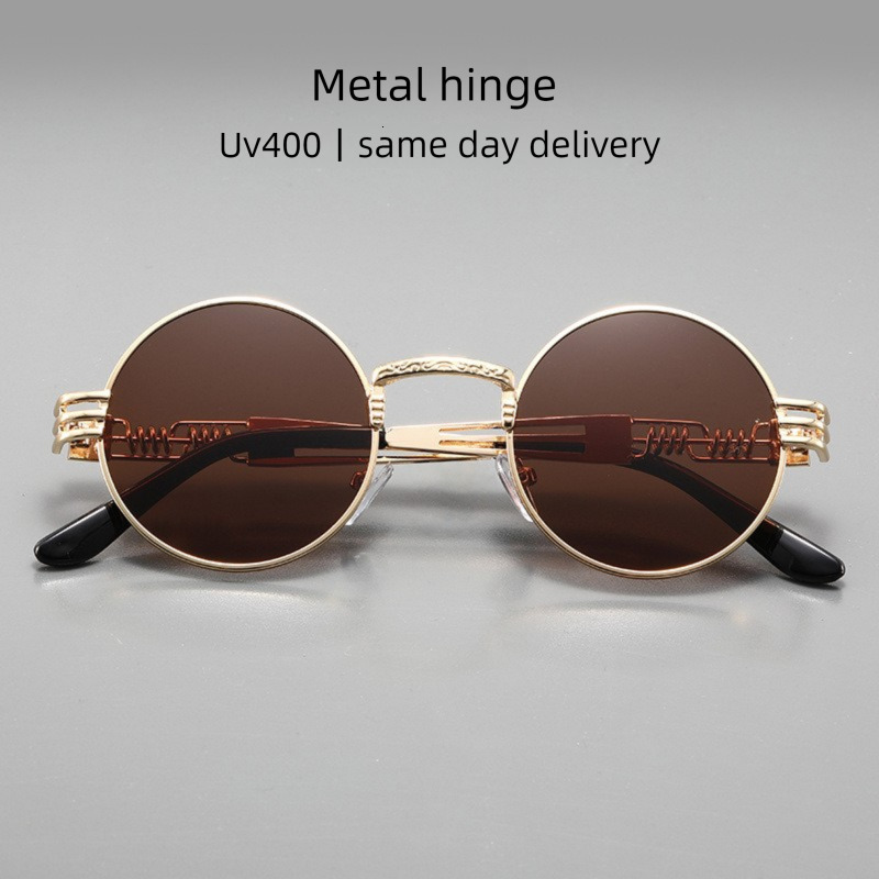 2026 New Designer Luxury Brand Classic European And American Metal Punk Women's Sunglasses Retro Men's Hollow Glasses Round Fashion Brand Su