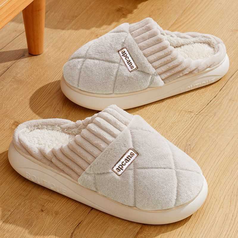Womens Cotton Slippers Autumn Winter 2025 New Indoor Home Soft Sole Non-Slip Warm Plush Couple Cotton Slippers S260305