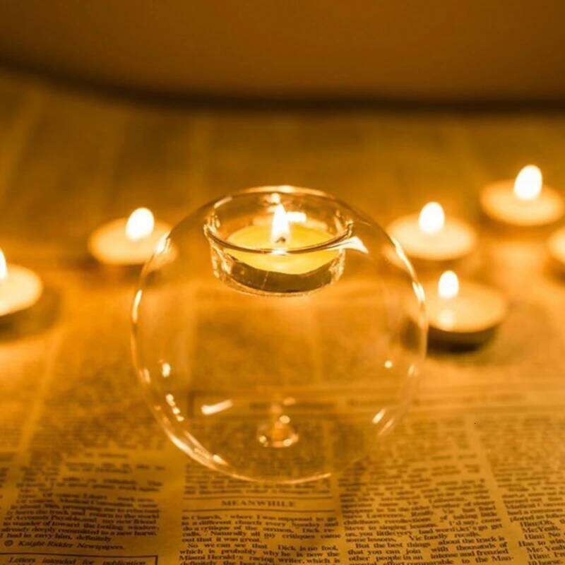 Transparent Circular Glass Wedding Banquet, Bar, Party Candle Holder, Home Dining Table Decoration Accessory XJ260305