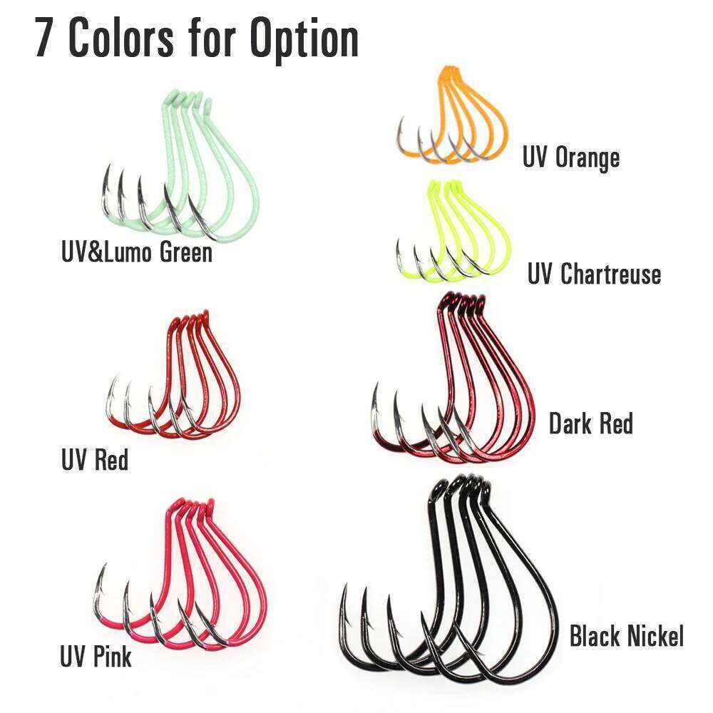 ICERIO High Carbon Steel Fishing Hooks Luminous or UV Fluo Offset Octopus Beak Hook Saltwater Fishhook Accessories #10-#10/0 Y260305