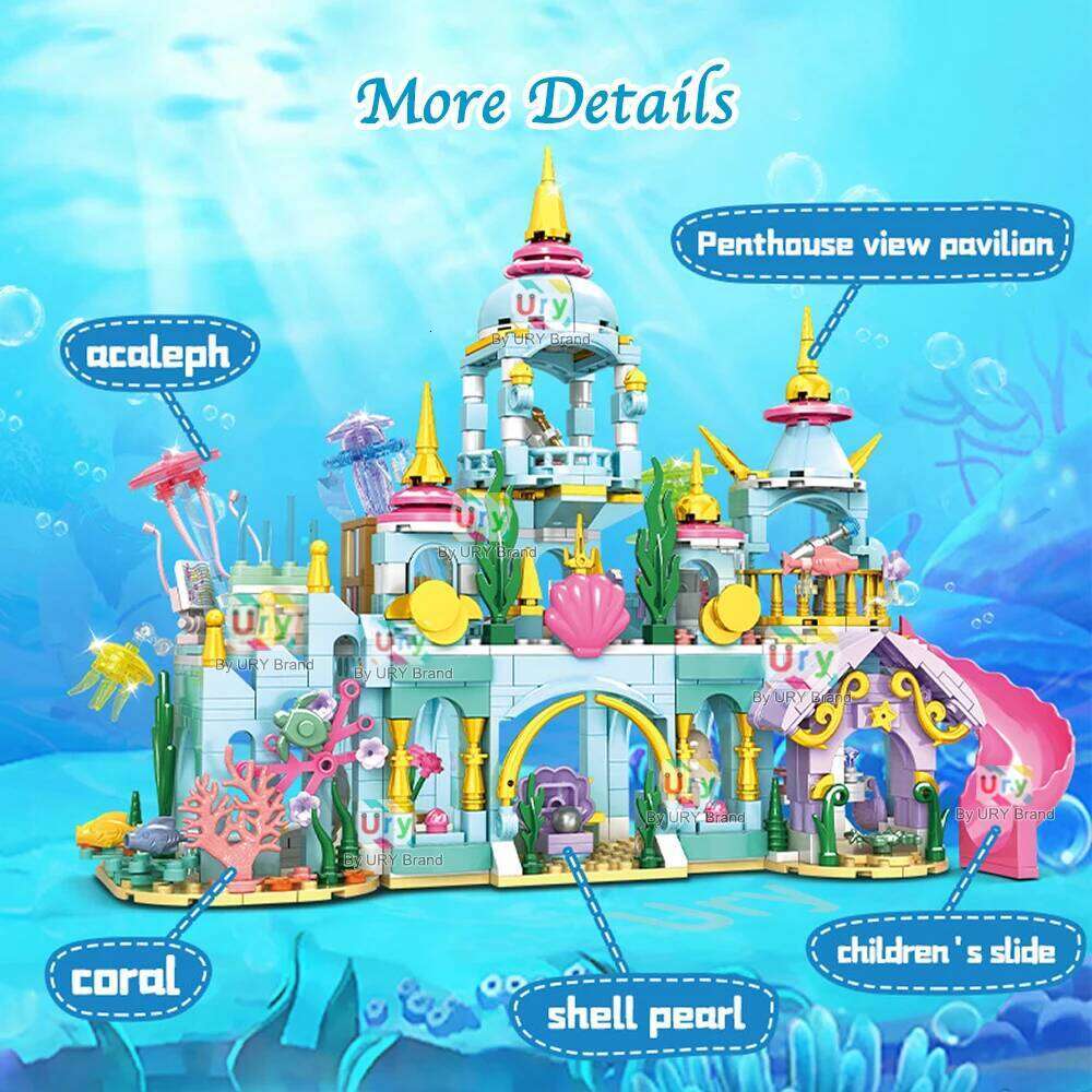 Friends Princess Undersea Palace Luxury Castle Playground House Ocean Adventure Treasure Building Blocks Set Toy for Girl Gift Z260305