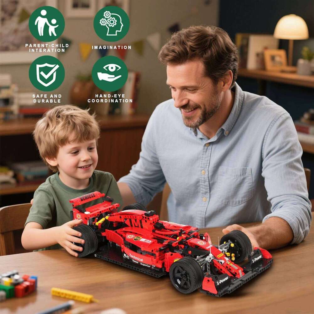 Technical Red Racing Car Building Block Model Expert Speed Sports Vehicle Assembly Bricks Toys Kids birthday Gifts Z260305