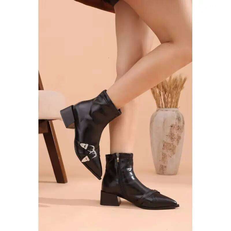 High Heels Ankle Women's Pointed Toe Sexy Shoes for 2026 New Side Zip Classic Daily Women Boots Botas