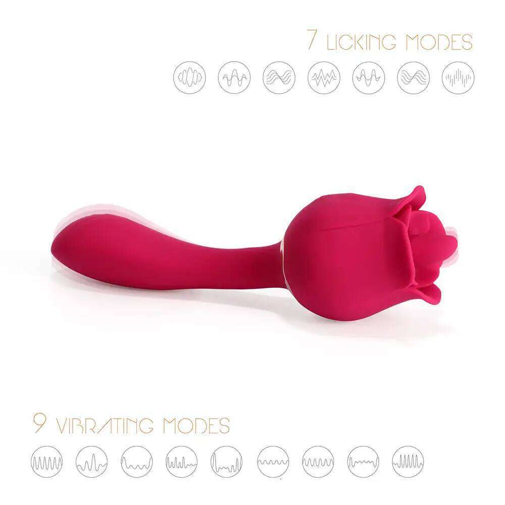 Rose-Licking Vibrator Female G Spot Nipple Clitoris Stimulator Tongue 7 Licking Vibrating Adults Sex Toys for Women W260305