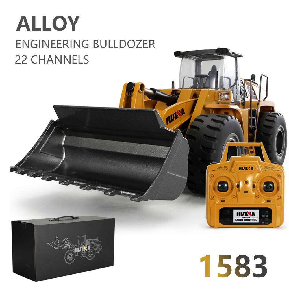 HUINA 1583 1/14 22 Channel Alloy Remote Control Loader Car Simulation Bulldozer Engineering Vehicle Toys for Children Kids Gifts C260305
