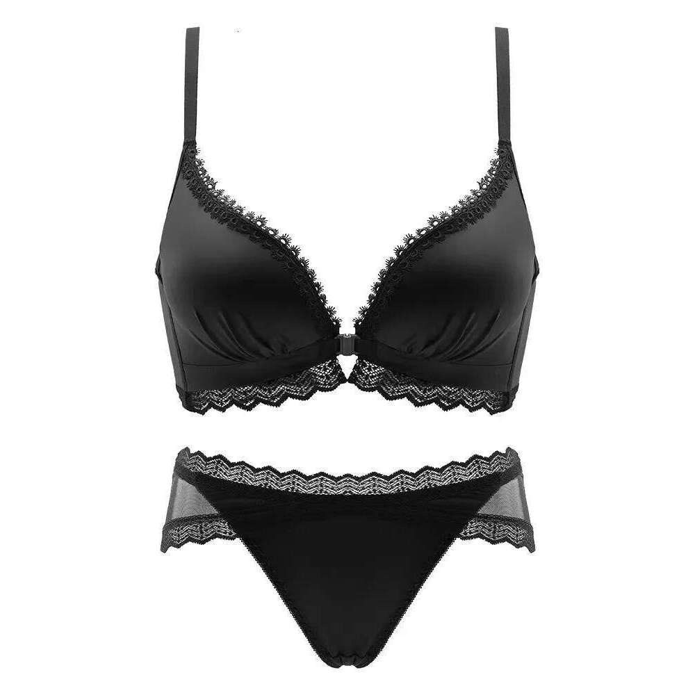 YUQI Front Closure Push Bra Set - Women's Small Bust Lace Underwire Lingerie | Pull Up Lift Sexy Thin Beauty Back Bralette
