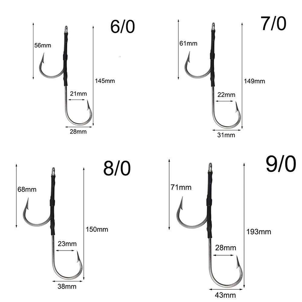 2Pcs Big game jig Assist Saltwater Trolling Live bait Fishing Hooks for Shark Tuna Marlin Wahoo Large fishhooks S260305