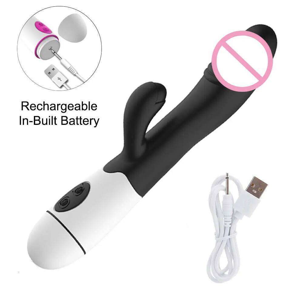 30 Speed Rechargeable Handheld Silicone Adult Clit Clitoral Clitoris Sex Toy G Spot Dual Motor Rabbit Vibrator for Women Female W260305
