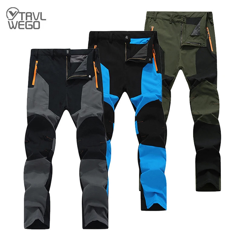 TRVLWEGO Men Hiking Camping Pants Wear-Resistant Quick Dry Anti-UV Pant Waterproof Elastic 5XL Climbing Trekking Summer Trousers 260304