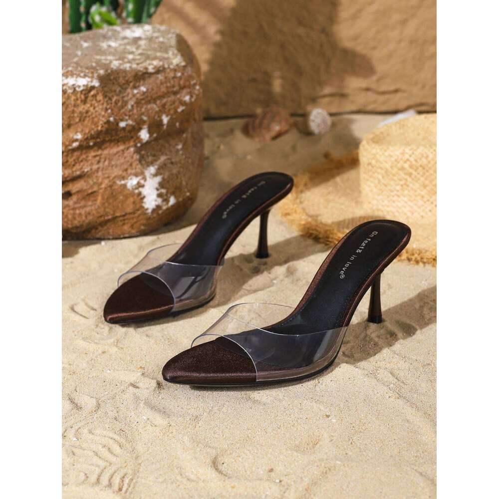 Women's fashionable, elegant, comfortable, simple and versatile high heels, peeptoebreathable slip-on stiletto