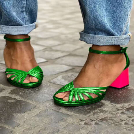 Wish Summer High Heeled Fashion Peep Toe Women S Shoes Large Size Open Toe Buckle Strap Sandals