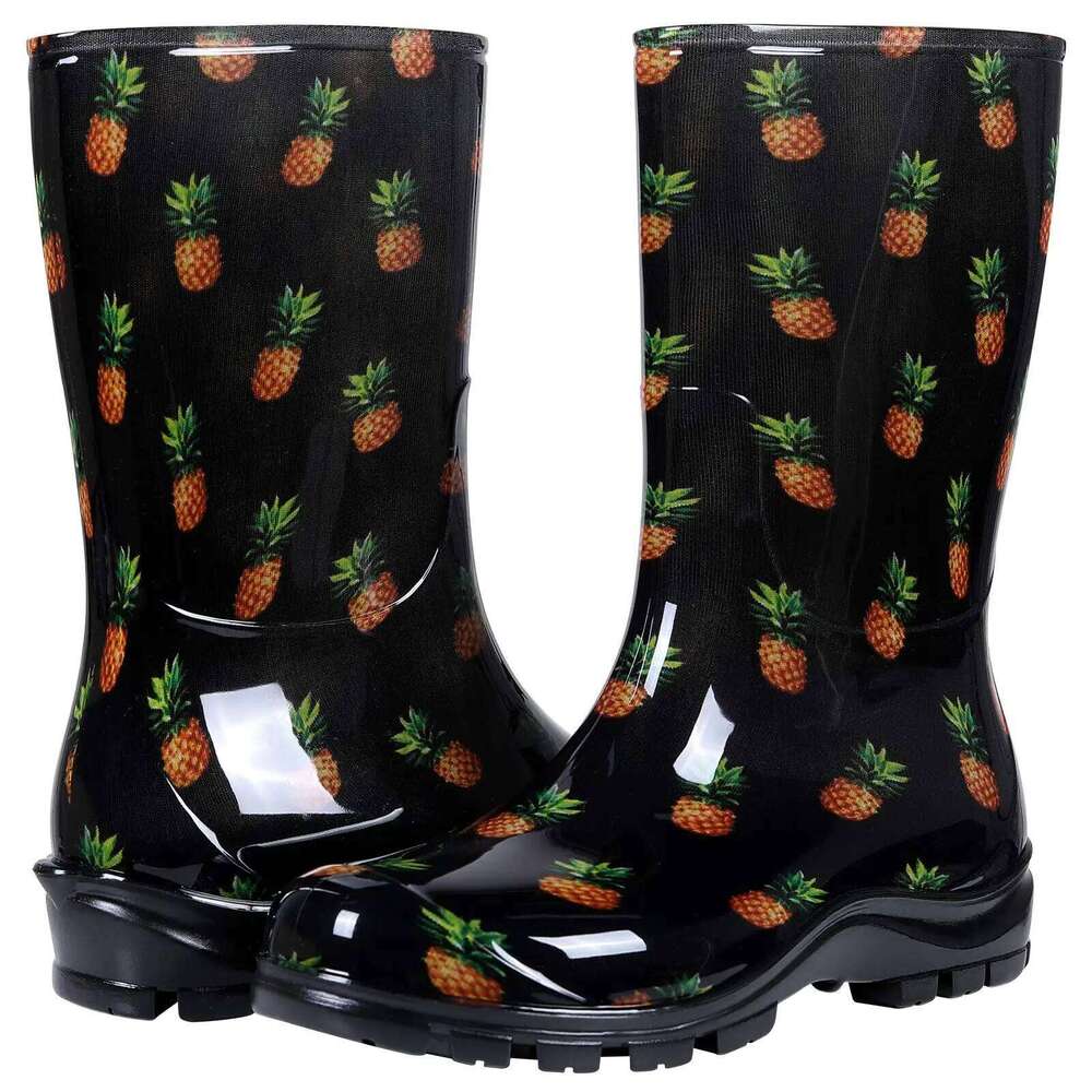 Litfun Summer For Women Fashion Printed Rain Outdoor Work Anti-Slip Waterproof Boots Comfortable Rubber Shoes