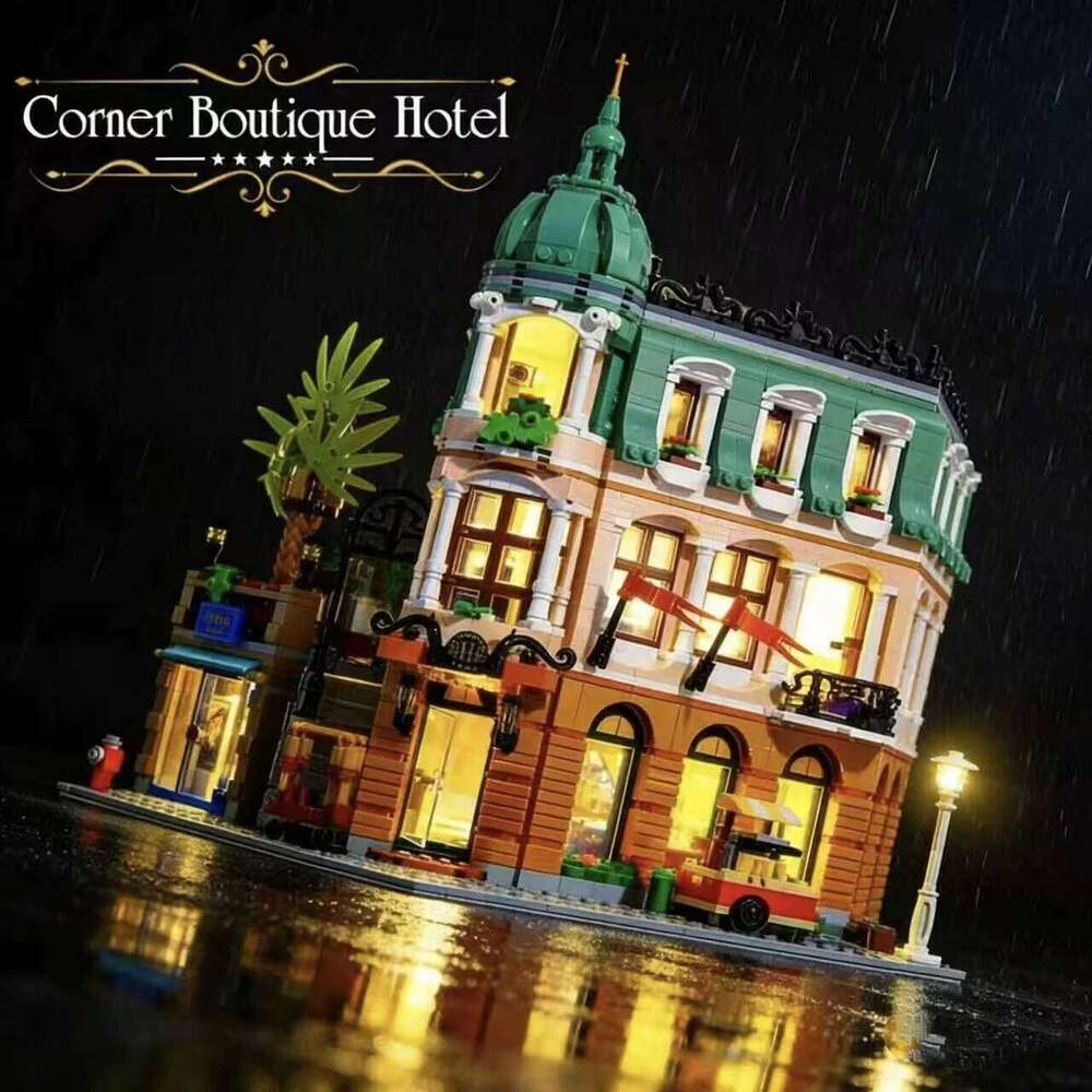 1362-Piece Corner Boutique Hotel Set, a Perfect Gift for Home Decoration and Building Block Enthusiasts Z260305