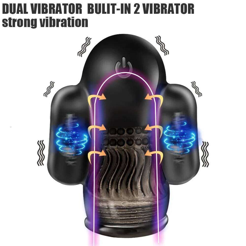 Glans Sucking Vibrator Remote Control Cock Enlarger Pump Delay Lasting Trainer, Fake Vagina Masturbator Male Pleasure Enhancer W260305