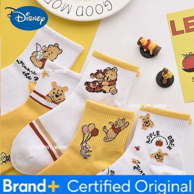 Disney Winnie The Pooh Cartoon Anime Cute Socks Judy Nick Childrens Pure Cotton Elastic Autumn/Winter Warm Short Socks Gift H260306