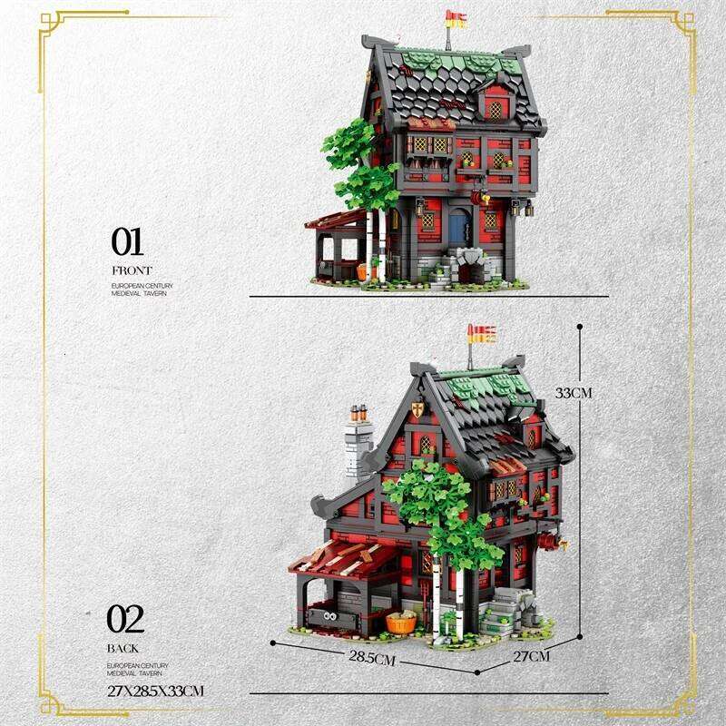 2953PCS Crusader Blocks European Street View Hotel Building MOC Model Bricks Desktop Ornaments Kids Toys Gifts Z260305