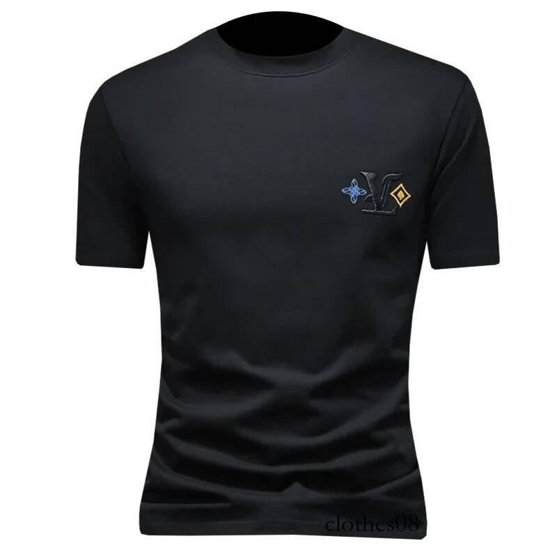 Men's Faionable round Ne ort T-irt Wide Cut f Sve Polyester Cotton Blend Summer Casual Urban Sle