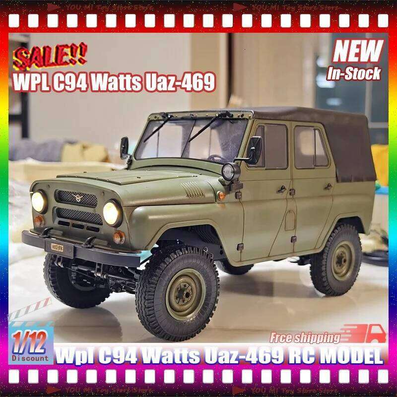 New Wpl C94 1:12 Watts Uaz-469 Jeep Off-Road Vehicle Simulation Model Children Remote Control Toy Car Gifts C260305