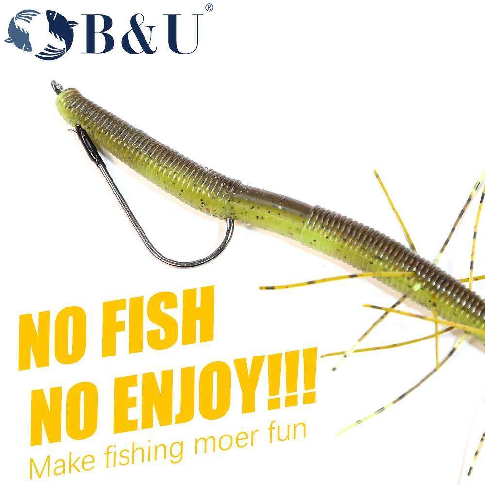 B&U 5ps cHandmade Flipping Hooks for Bass Fishing High Carbon Steel Long Shank Hook Soft Worm Texas Rig Fish Tackle S260305